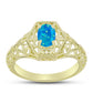 Anel de Prata com Banho de Ouro com Opala Azul Paraib da Etiópia