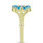 Anel de Prata com Banho de Ouro com Opala Azul Paraib da Etiópia  Contraste: Cabeca de Veado (800)