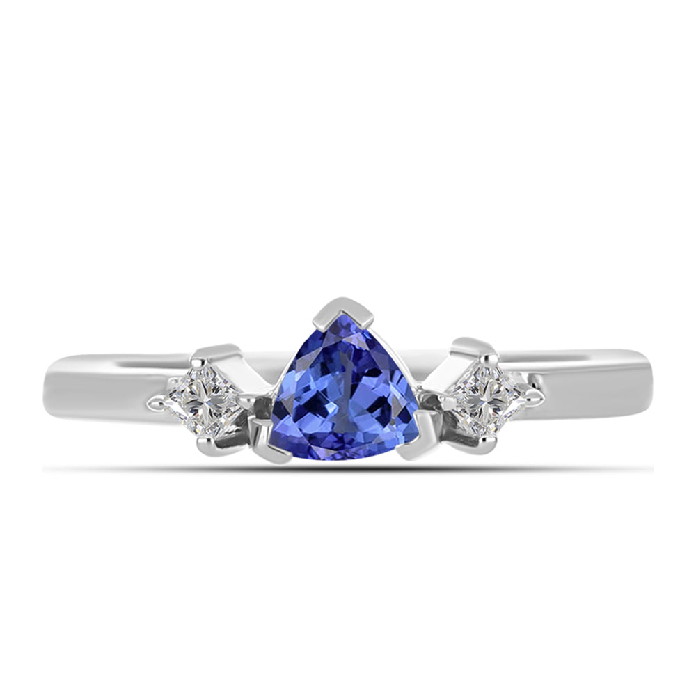 Anel de Prata com Tanzanite e Topázio Branco
