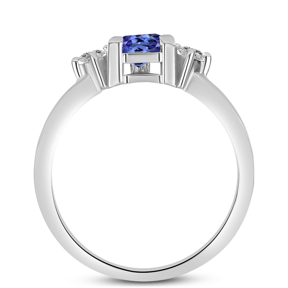 Anel de Prata com Tanzanite e Topázio Branco 2 