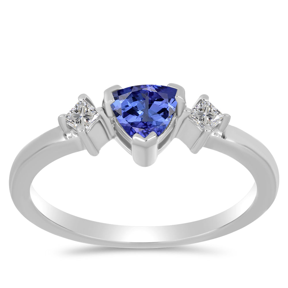 Anel de Prata com Tanzanite e Topázio Branco