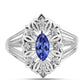 Anel de Prata com Tanzanite e Topázio Branco  Contraste: Cabeca de Veado (800)
