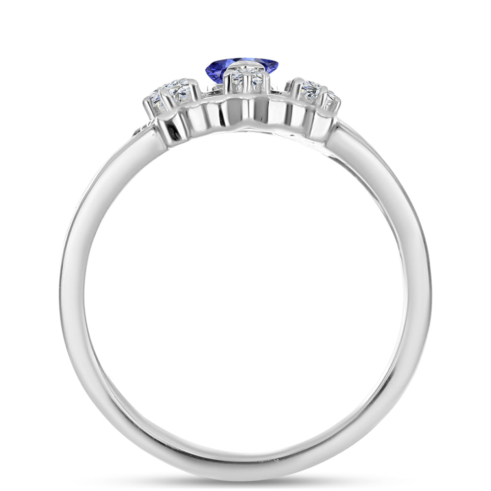 Anel de Prata com Tanzanite e Topázio Branco  Contraste: Cabeca de Veado (800) 2 
