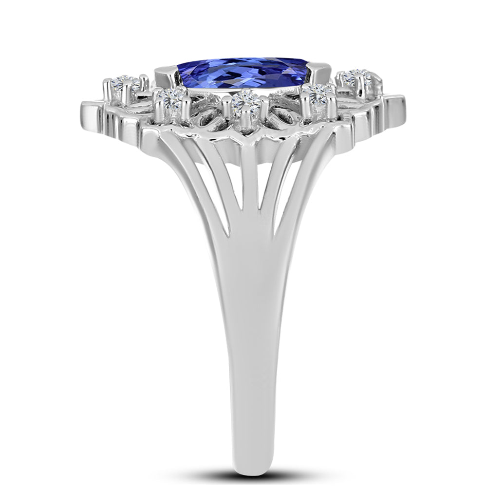 Anel de Prata com Tanzanite e Topázio Branco  Contraste: Cabeca de Veado (800) 4 