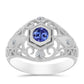 Anel de Prata com Tanzanite e Topázio Branco  Contraste: Cabeca de Veado (800)