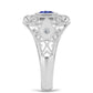 Anel de Prata com Tanzanite e Topázio Branco  Contraste: Cabeca de Veado (800)