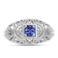 Anel de Prata com Tanzanite e Topázio Branco  Contraste: Cabeca de Veado (800)