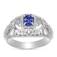 Anel de Prata com Tanzanite e Topázio Branco  Contraste: Cabeca de Veado (800)