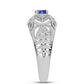 Anel de Prata com Tanzanite e Topázio Branco  Contraste: Cabeca de Veado (800)