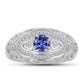Anel de Prata com Tanzanite e Topázio Branco  Contraste: Cabeca de Veado (800)