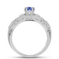 Anel de Prata com Tanzanite e Topázio Branco  Contraste: Cabeca de Veado (800)
