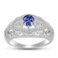 Anel de Prata com Tanzanite e Topázio Branco  Contraste: Cabeca de Veado (800)
