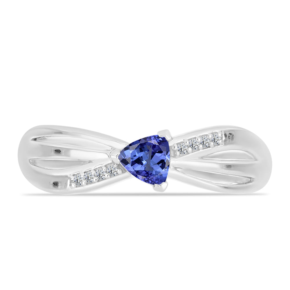 Anel de Prata com Tanzanite e Topázio Branco  Contraste: Cabeca de Veado (800) 1 
