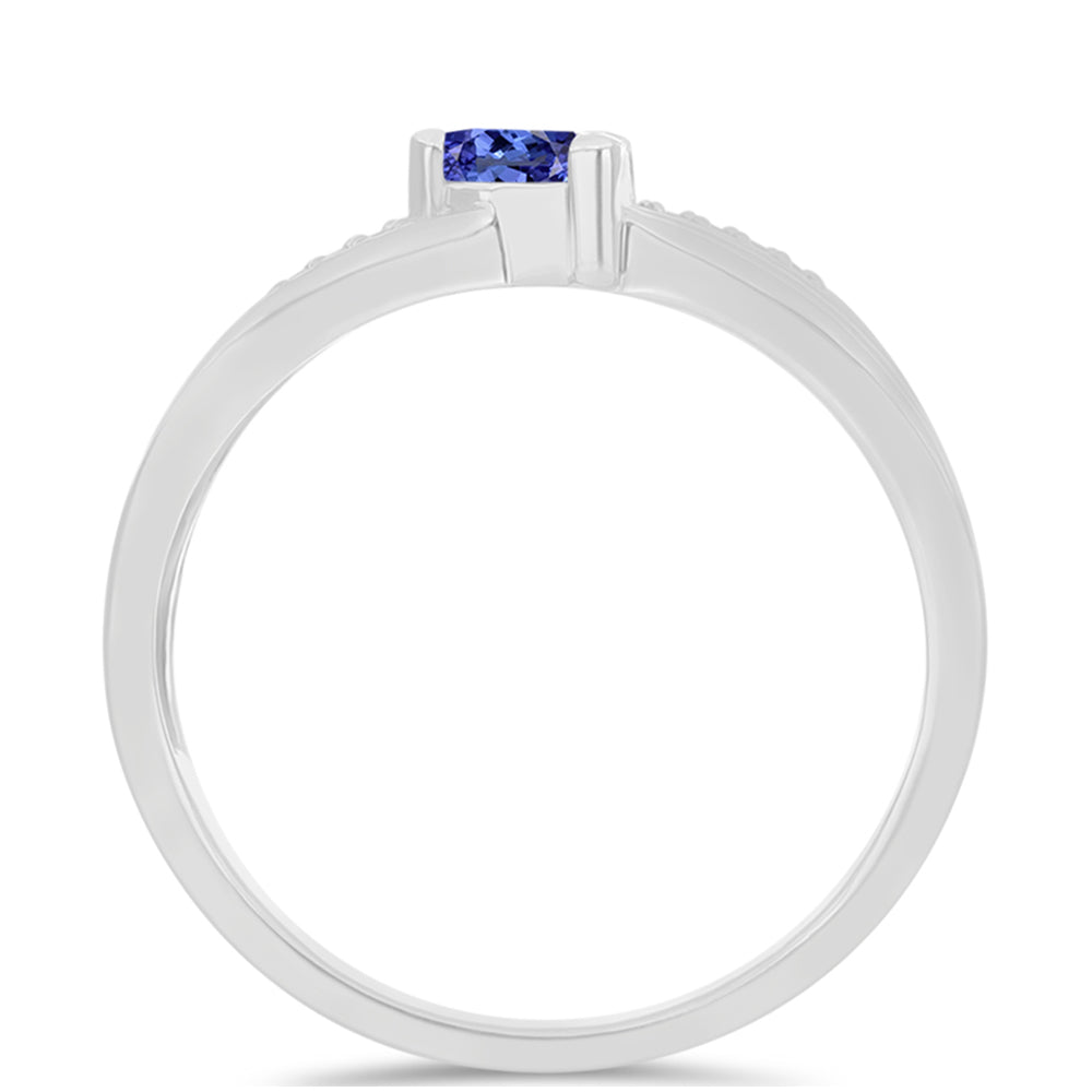 Anel de Prata com Tanzanite e Topázio Branco  Contraste: Cabeca de Veado (800) 2 