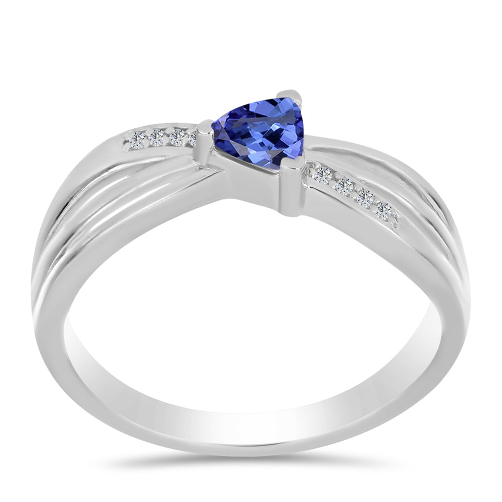 Anel de Prata com Tanzanite e Topázio Branco  Contraste: Cabeca de Veado (800) 3 