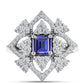 Anel de Prata com Tanzanite e Topázio Branco  Contraste: Cabeca de Veado (800)