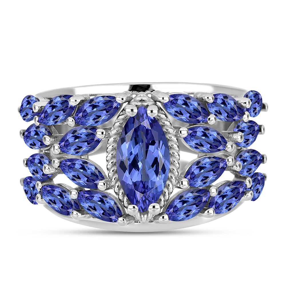 Anel de Prata com Tanzanite  Contraste: Cabeca de Veado (800)