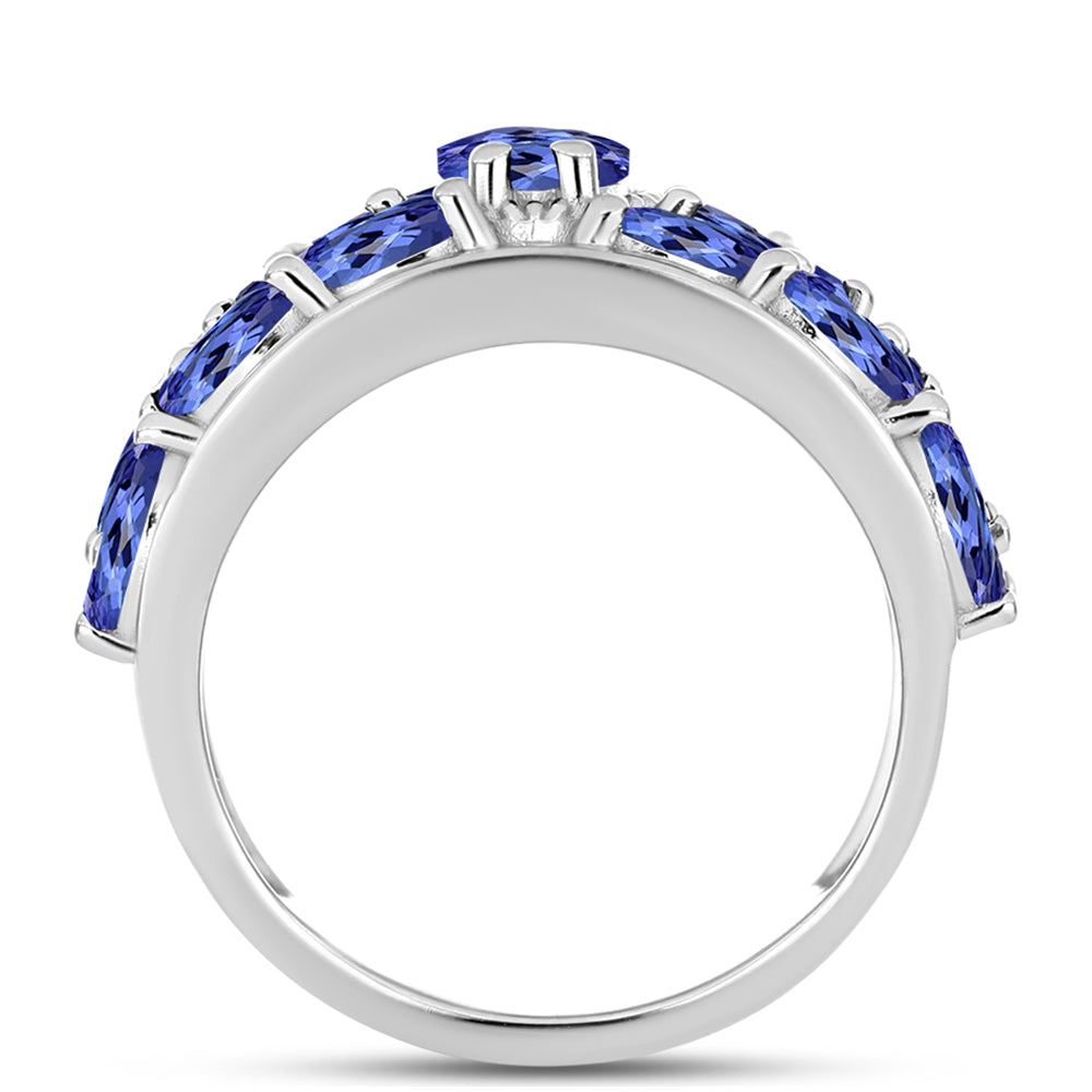 Anel de Prata com Tanzanite  Contraste: Cabeca de Veado (800)