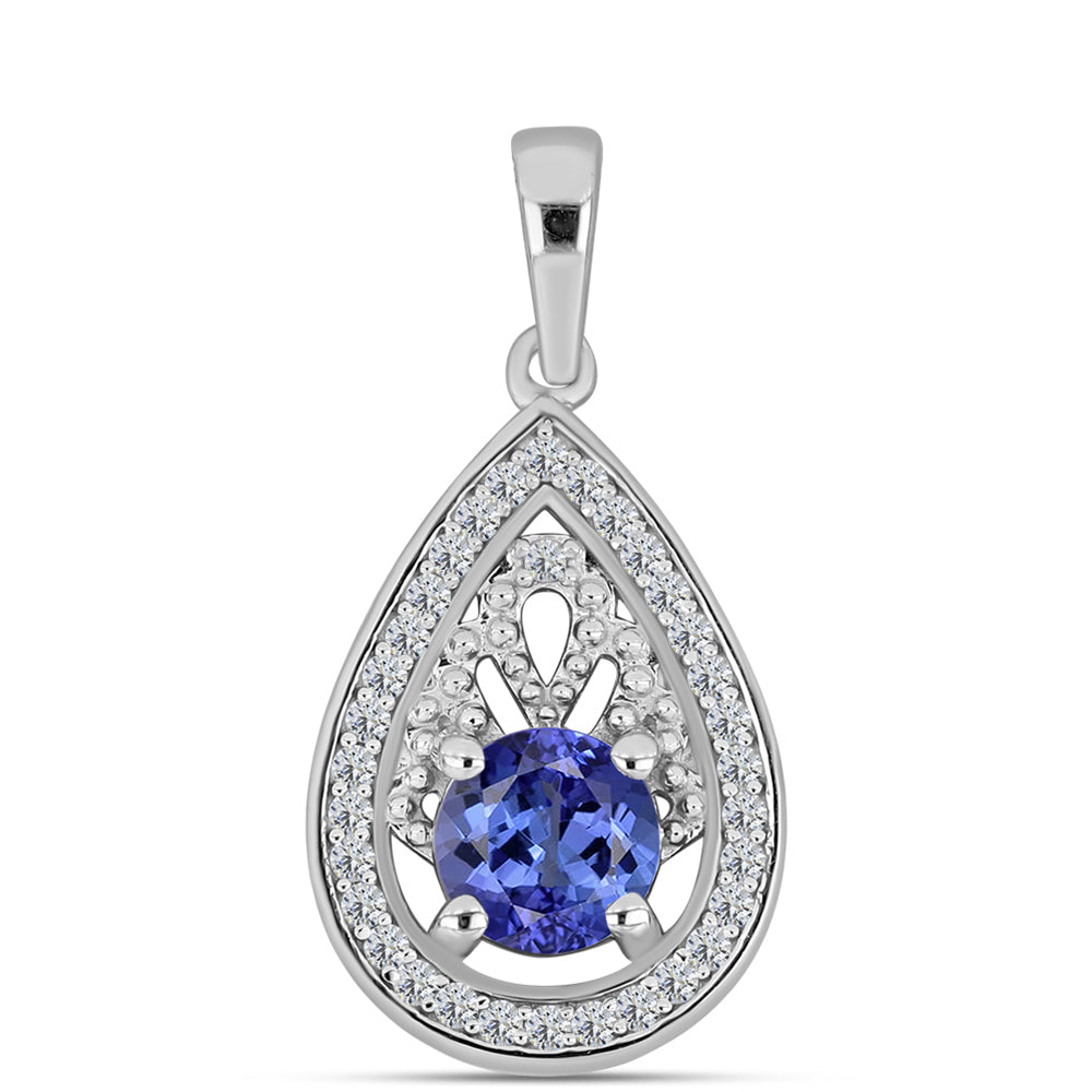 Pendente de Prata com Tanzanite e Topázio Branco