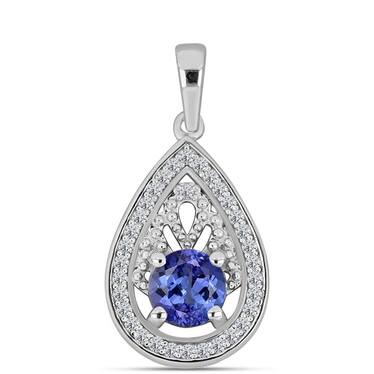 Pendente de Prata com Tanzanite e Topázio Branco