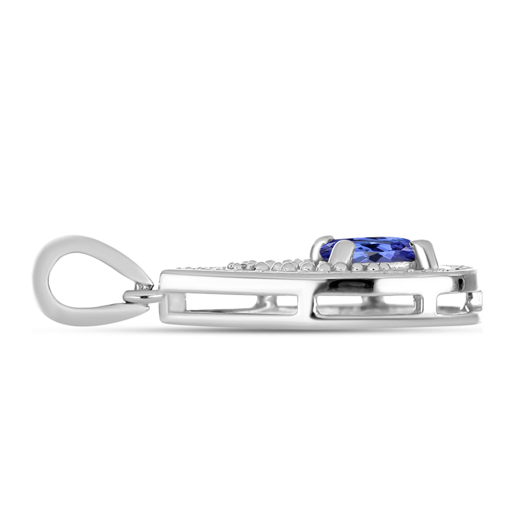 Pendente de Prata com Tanzanite e Topázio Branco 2 