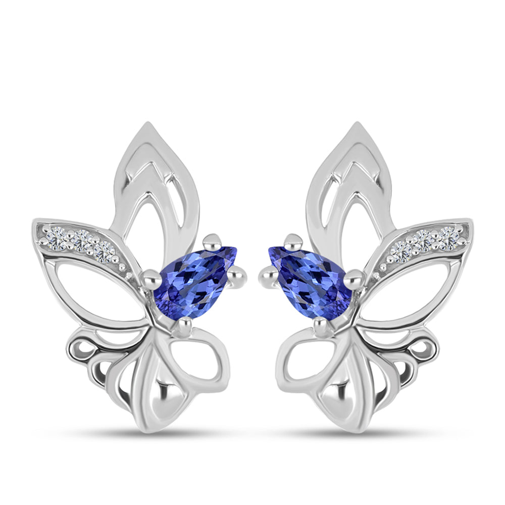 Brincos de Prata com Tanzanite e Topázio Branco