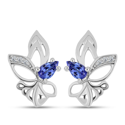 Brincos de Prata com Tanzanite e Topázio Branco
