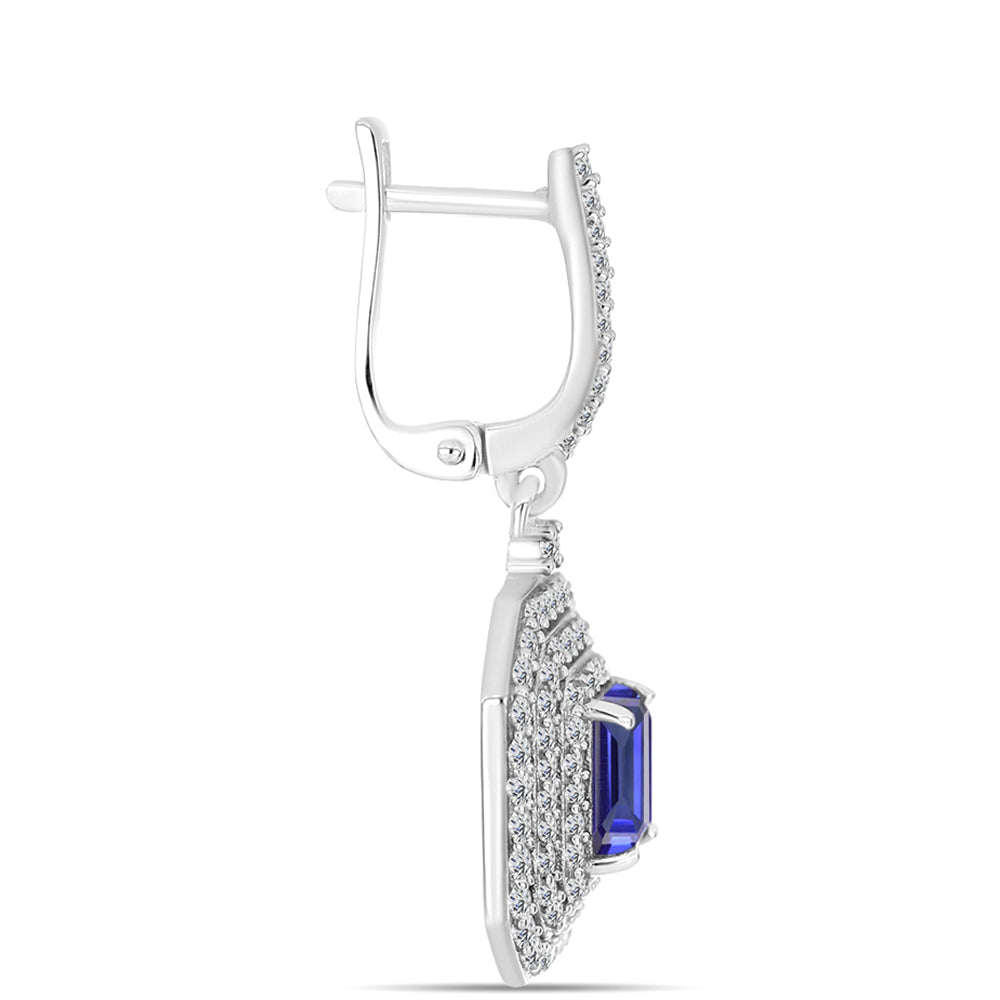 Brincos de Prata com Tanzanite e Topázio Branco  Contraste: Cabeca de Veado (800)