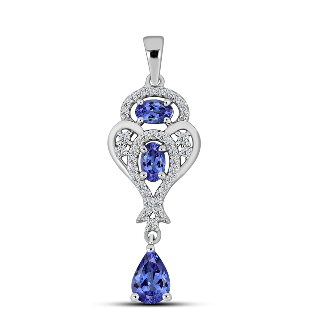 Pendente de Prata com Tanzanite e Topázio Branco