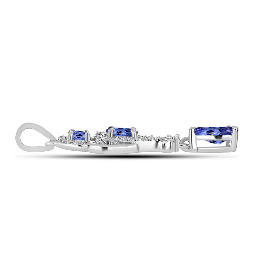 Pendente de Prata com Tanzanite e Topázio Branco