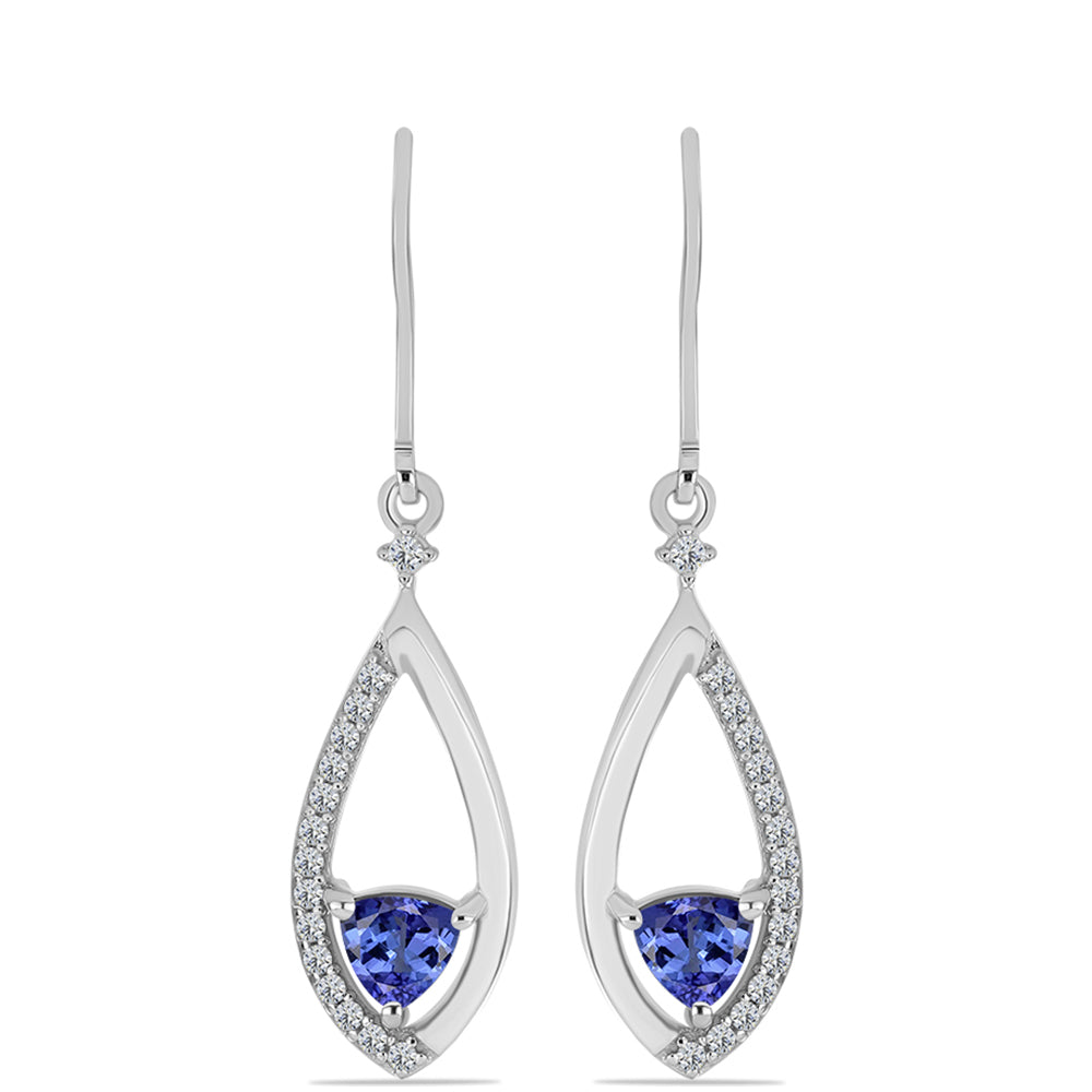 Brincos de Prata com Tanzanite e Topázio Branco