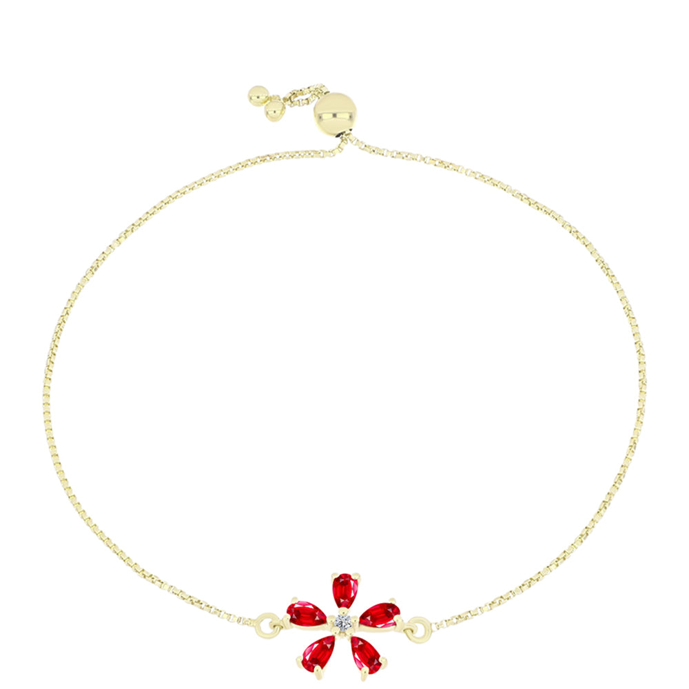Pulseira de Prata com Banho de Ouro com Ágata Vermelha e Topázio Branco
