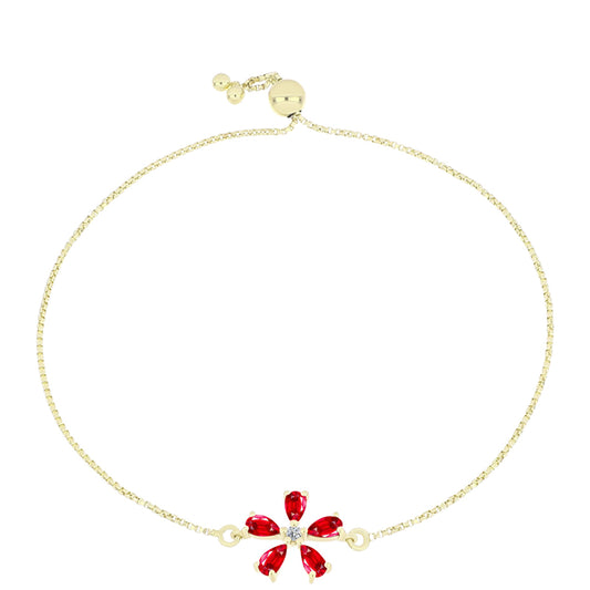 Pulseira de Prata com Banho de Ouro com Ágata Vermelha e Topázio Branco