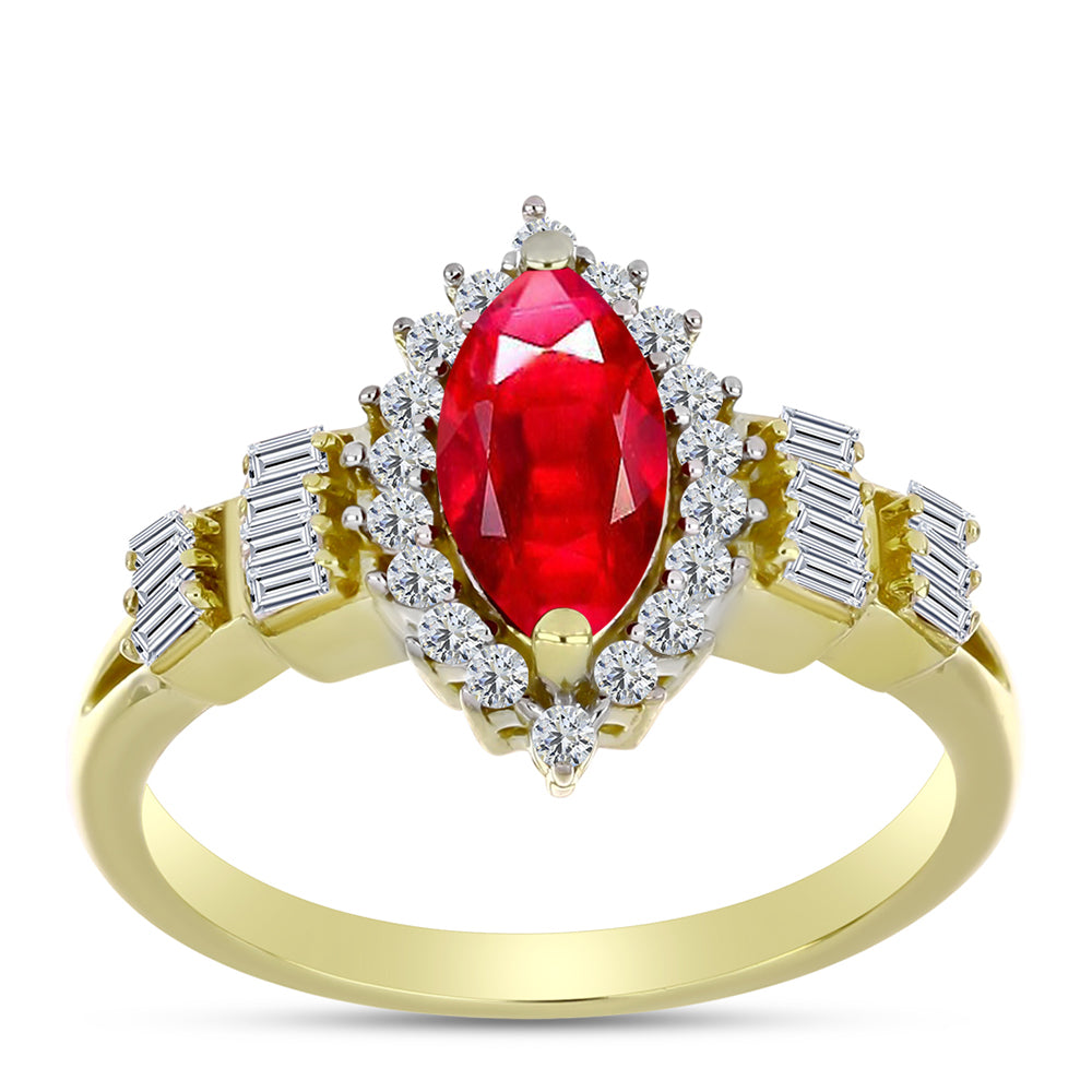 Anel de Prata com Banho de Ouro com Ágata Vermelha e Zircão Branco  Contraste: Cabeca de Veado (800)