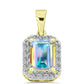 Pendente de Prata com Banho de Ouro com Moissanite efeito gelo e Topázio Branco
