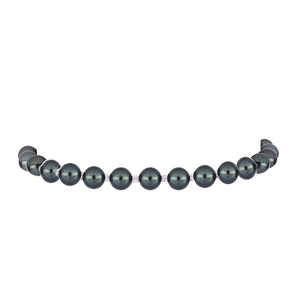 Pulseira de Prata com Banho de Ouro com Pérola de água doce com tonalidade verde estilo Taiti
