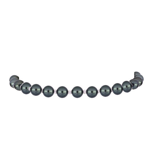 Pulseira de Prata com Banho de Ouro com Pérola de água doce com tonalidade verde estilo Taiti