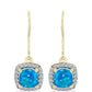 Brincos de Prata com Banho de Ouro com Opala Azul Paraib da Etiópia e Topázio Branco