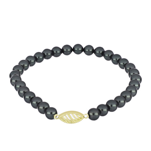 Pulseira de Prata com Banho de Ouro com Pérola de água doce com tonalidade verde estilo Taiti
