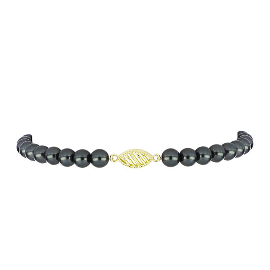 Pulseira de Prata com Banho de Ouro com Pérola de água doce com tonalidade verde estilo Taiti