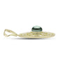 Pendente de Prata com Banho de Ouro com Pérola de água doce com tonalidade verde estilo Taiti  Contraste: Cabeca de Veado (800)