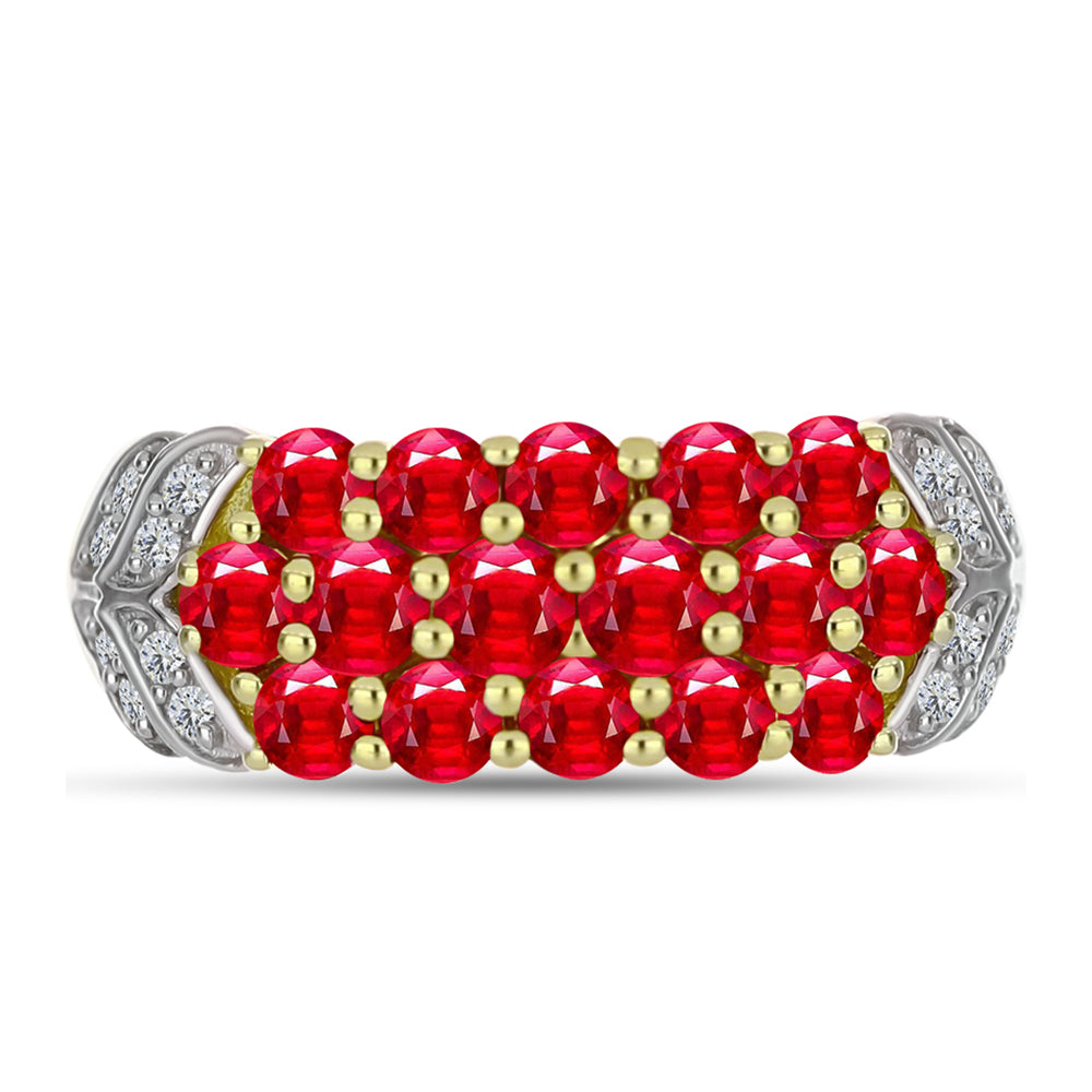 Anel de Prata com Banho de Ouro com Ágata Vermelha e Topázio Branco  Contraste: Cabeca de Veado (800)