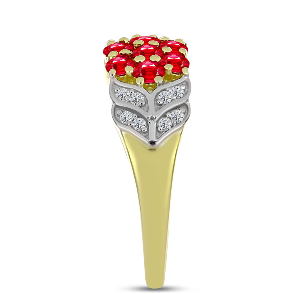 Anel de Prata com Banho de Ouro com Ágata Vermelha e Topázio Branco  Contraste: Cabeca de Veado (800) 4 
