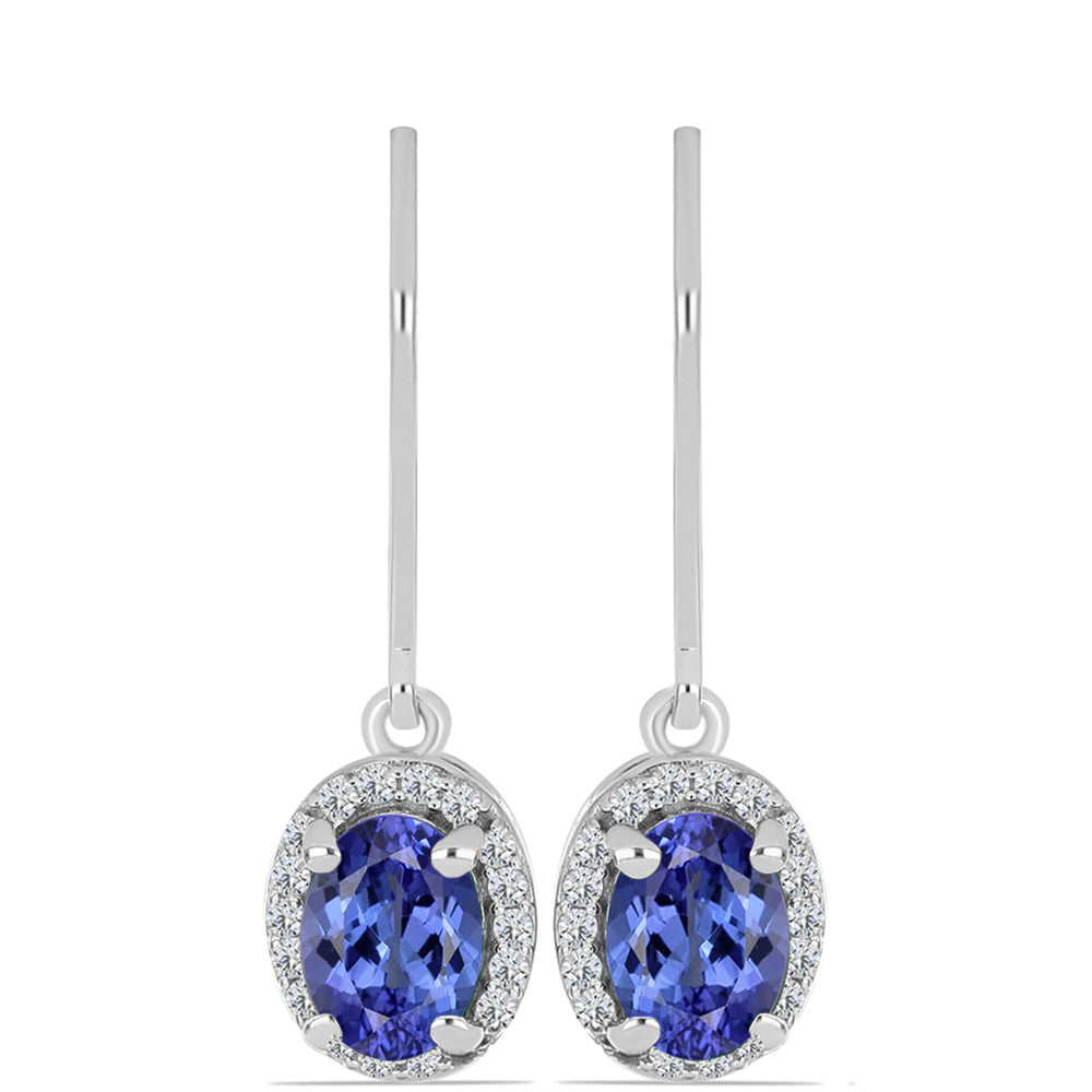 Brincos de Prata com Tanzanite e Topázio Branco 1 