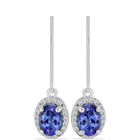 Brincos de Prata com Tanzanite e Topázio Branco