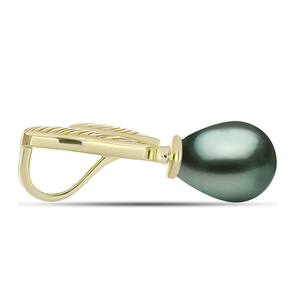 Pendente de Prata com Banho de Ouro com Pérola de água doce com tonalidade verde estilo Taiti 2 