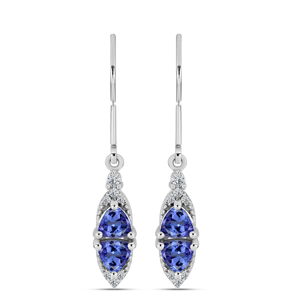 Brincos de Prata com Tanzanite e Topázio Branco