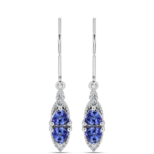 Brincos de Prata com Tanzanite e Topázio Branco