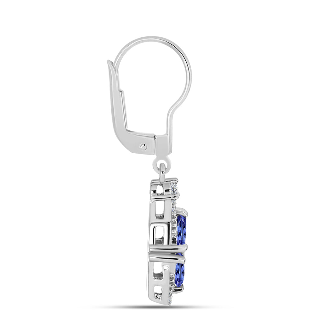 Brincos de Prata com Tanzanite e Topázio Branco 2 