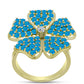 Anel de Prata com Banho de Ouro com Opala Azul Paraib da Etiópia e Topázio Branco  Contraste: Cabeca de Veado (800)